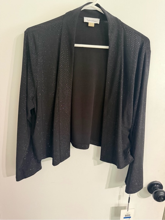 Calvin Klein Sweaters - Calvin Klein Black Metallic Knit Shrug | Women’s Size XL | Sparkle Cardigan NWT